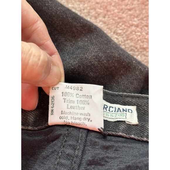 Vintage Guess 32x34 Georges Marciano Jeans Black Denim Leather Trim Yoke - Picture 11 of 11